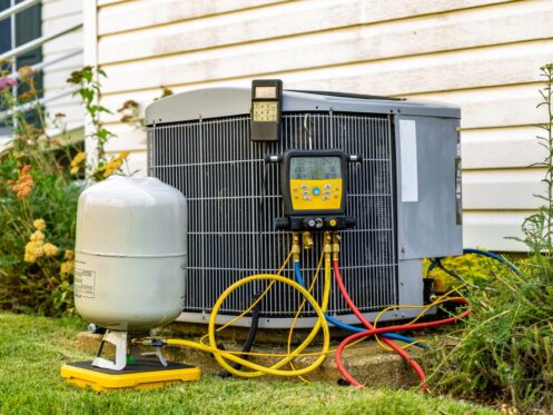 AC Unit Being Tested for Refrigerant